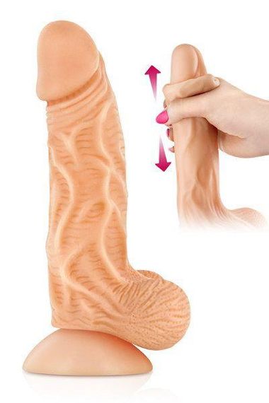 Фалоімітатор із рухомою крайньою плоттю Real Body — Real JO, діаметр 4 см, TPE Sex Aura | Зображення 1