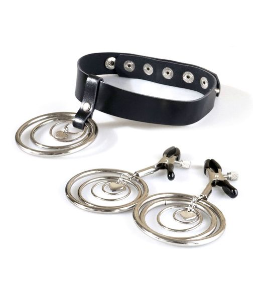 Набір чокер + затискачі Art of Sex Choker and Nipple clamps Triada Чорний One Size