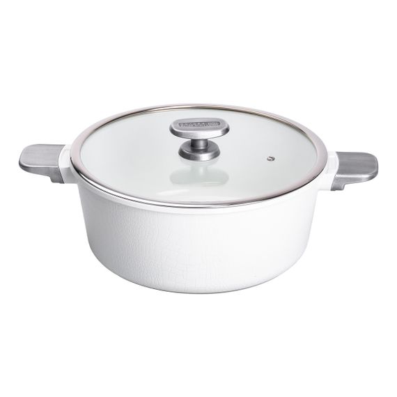 Алюминиевая кастрюля с керамическим антипригарным покрытием 7.7 л Ø 30 см белая MGC HP-4-455W