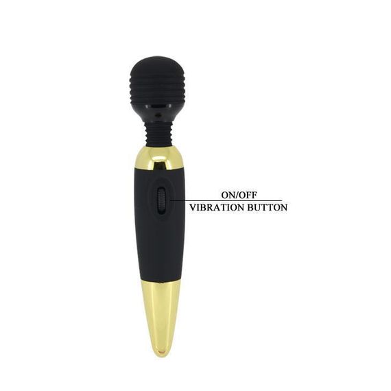 Классический вибратор – Pretty Love Power Wand Black Gold Sex Aura | Зображення 6