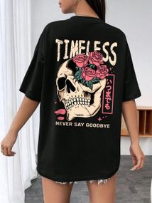 Футболка женская с принтом повседневная L Черная