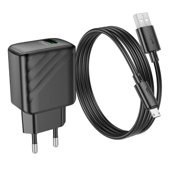 МЗП Hoco CS21A Rich QC3.0 18W (1USB-A) + кабель USB to MicroUSB Black | Зображення 6