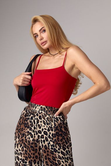 Женская базовая майка на бретелях - красный цвет, M (есть размеры) | Зображення 1