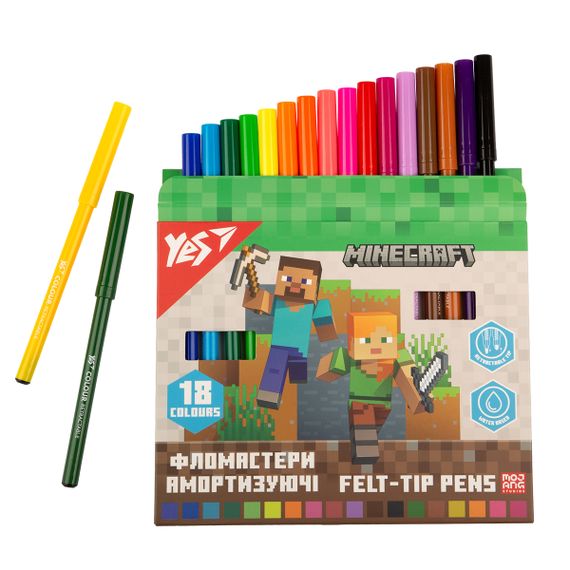 Набор фломастеров амортизирующих YES Minecraft 650584 18 цветов | Зображення 2
