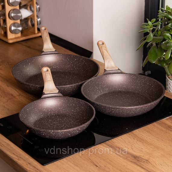 Набор сковородок из 3 предметов с толстым дном из алюминия MGC кофейный HP-4-410CO | Зображення 6