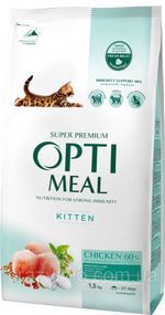 Сухой корм для котят OptiMeal Kitten с курицей 1.5 кг B1800901