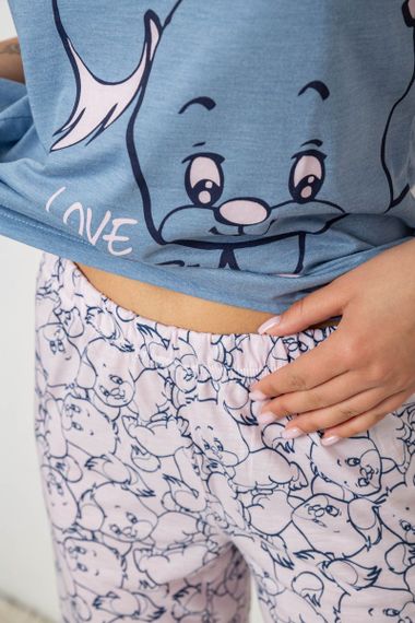 Пижама женская с принтом, цвет джинс, 243R7106 | Зображення 4
