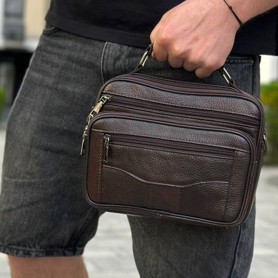 Топ! Чоловіча шкіряна сумка барсетка через плече з ручкою коричнева BEXHILL 61881B | Зображення 1