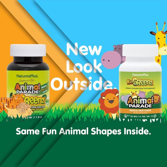 Зелена їжа для дітей Nature's Plus Animal Parade Kid Greenz Children's Chewable Green Food Supplement 90Animal-Tablets (Tropical Fruit) | Зображення 2