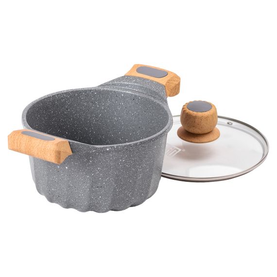 Алюминиевая кастрюля объемом 3 литра с крышкой Ø 20 см Мрамор с антипригарным покрытием MGC серый HP-4-432G | Зображення 2