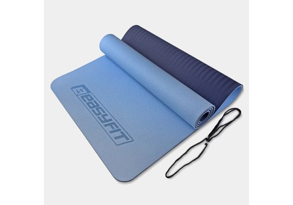 Килимок для йоги та фітнесу EasyFit TPE+TC 6 мм двошаровий (EF-1924-LBBL)