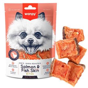Wanpy Soft Salmon & Fish Skin Bites ванпи м'які шматочки лосося ласощі для собак 0.1кг