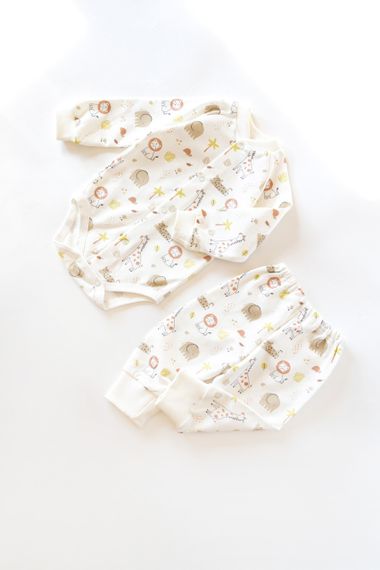 Теплий комплект для немовляти: боді з начосом і штанці, 0–24 міс принт Сафарі | Зображення 1