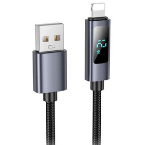 Дата кабель Hoco X112 Favor with display USB to Lightning 2.4A (1m) Black