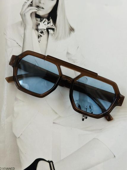 Солнцезащитные очки в геометрической оправе (oversize) Коричневый+глубой (0787)