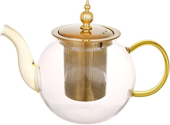 Чайник скляний заварювальний "Clear" 900мл з металевим фільтром
