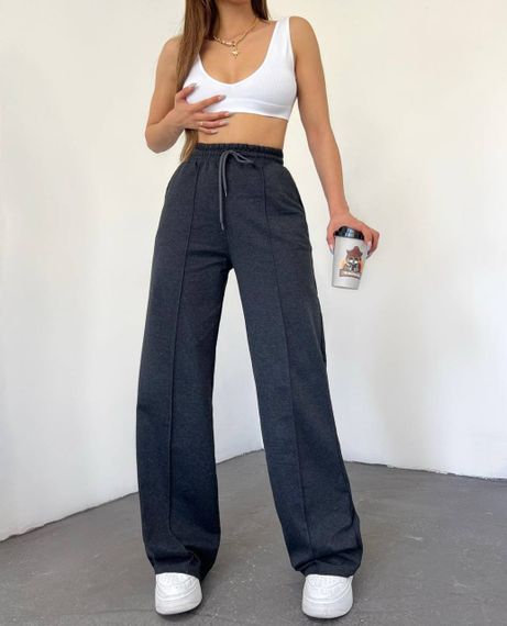 Женские широкие штаны палаццо со стрелками BF1284 цвет графит, размер 44/46