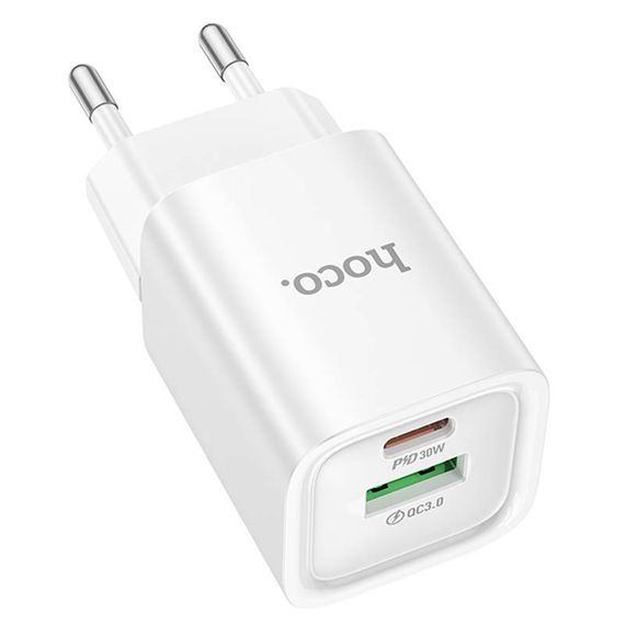 СЗУ Hoco C149A Charm PD30W+QC3.0 (1USB-A/1C) White | Зображення 1