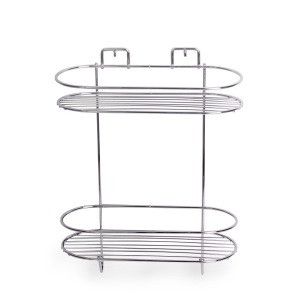 Полиця для ванної кімнати овальна 2-ярусна хромована сталь Besser