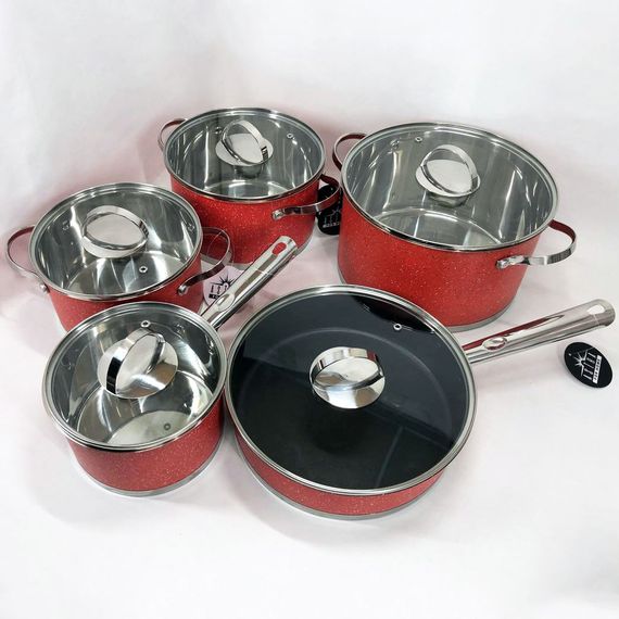 Набір посуду 10 предметів ASTRA A-2510, набір каструль з антипригарним покриттям, гарні каструлі | Зображення 6