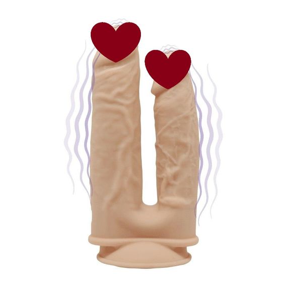 Фалоімітатор подвійний з вібрацією SilexD Double Gusto Flesh Motor (Model 1 size 8" & 7"), двошарови sexstyle