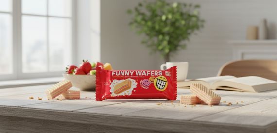 Вафлі з начинкою SmileyWorld FUNNY WAFERS з ароматом тутті фрутті та полуниці 400г (214524) | Зображення 2