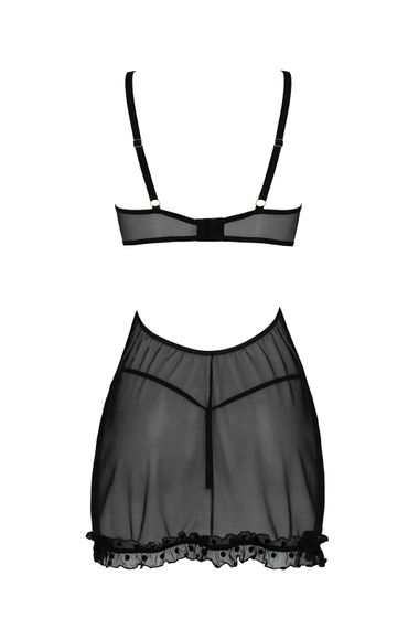 Пеньюар та тусики стрінги MARINA CHEMISE black S/M - Passion | Зображення 3