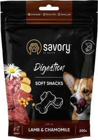 Мягкие лакомства Savory Soft Snacks для улучшения пищеварения собак, ягненок и ромашка 200г