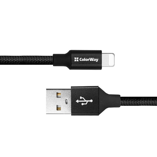 Кабель USB Lightning ColorWay CW-CBUL048-BK 2,4A 0,25м чорний | Зображення 4