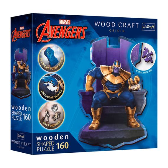Пазли "Герої Marvel Танос на троні" 160 елементів Wooden 20184 Trefl, в коробці (5900511201840)
