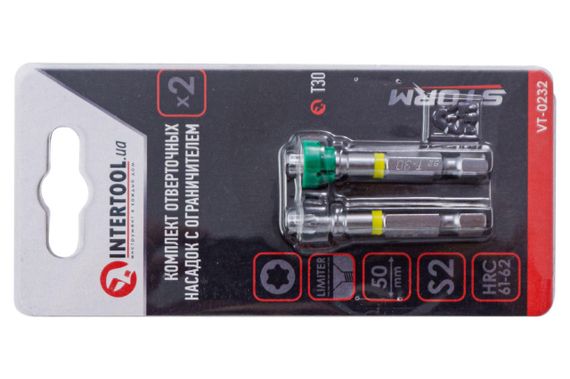 Бита с ограничителем Intertool - T30 x 50 мм Storm (2 шт.) (VT-0232) | Зображення 2