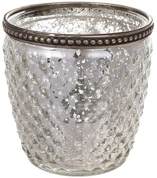 Свічник Antique Silver M d=9.5см скло, вінтажне срібло