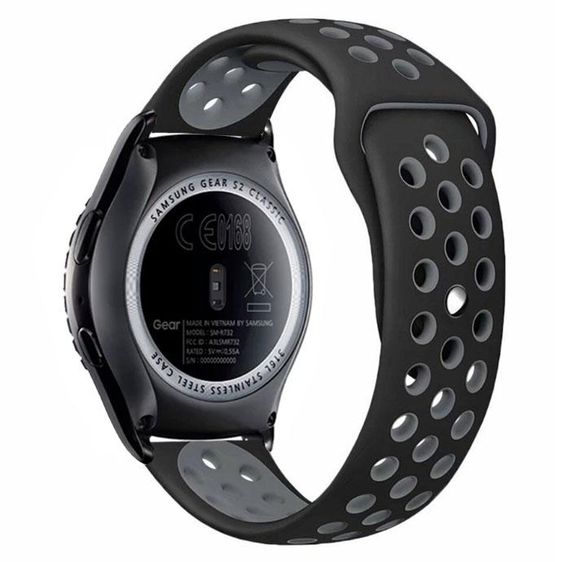 Спортивний ремінець Primo Perfor Sport для годинника Samsung Gear S2 Classic SM-R372 / R735 - Black&Grey | Зображення 1