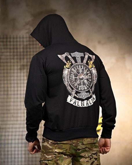 Мілітарі Худі Valhalla black РП7411