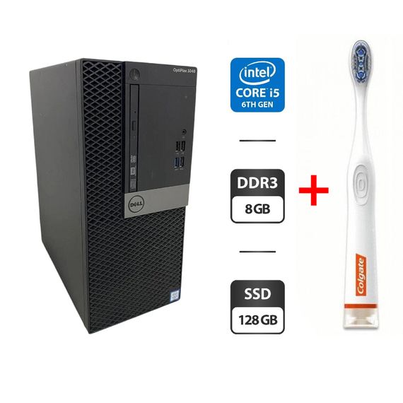 Комп'ютер Dell OptiPlex 3040 Tower / Intel Core i5-6400 (4 ядра по 2.7 - 3.3 GHz) / 8 GB DDR3 / 128 GB SSD / Intel HD Graphics 530 / DVD-ROM б/в + Подарунок  Розумна інтерактивна зубна щітка Colgate Connect M1 / Bluetooth