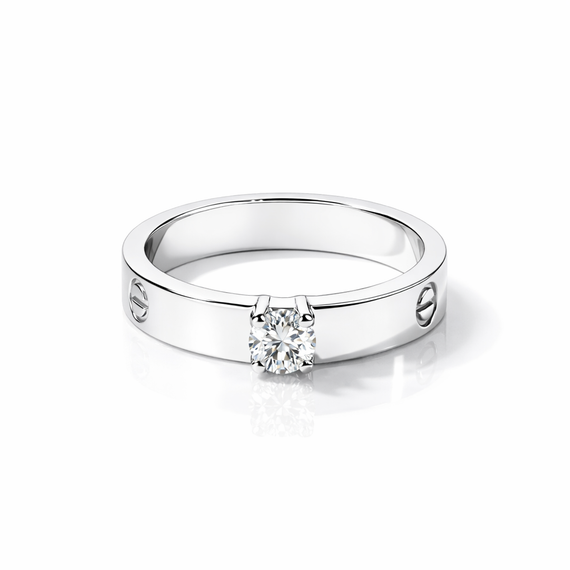 Кольцо из белого золота с фианитом К-0542 20 | Зображення 1
