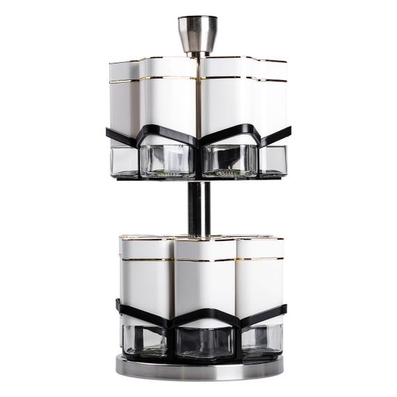 Набор для специй на подставке 12 шт 120 мл карусель для специй Белый HP-1315 | Зображення 2