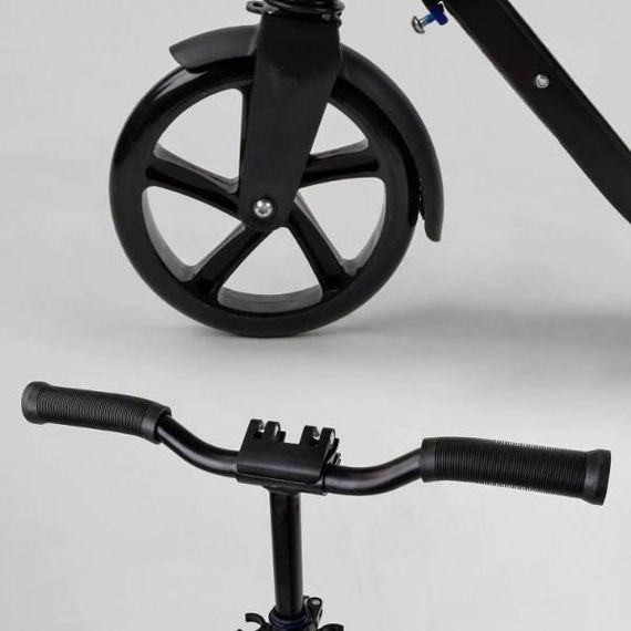 Самокат двоколісний з регулюванням висоти керма, колеса 20 см 60490/67490 Best Scooter Чорний з синім