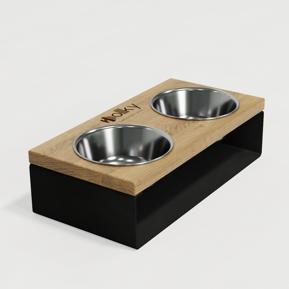 Миски на подставке из цельного металлического листа для собак и котов Hollky SteelWood S (2 × 0,45 л) SWS-36188-BLNT | Зображення 7