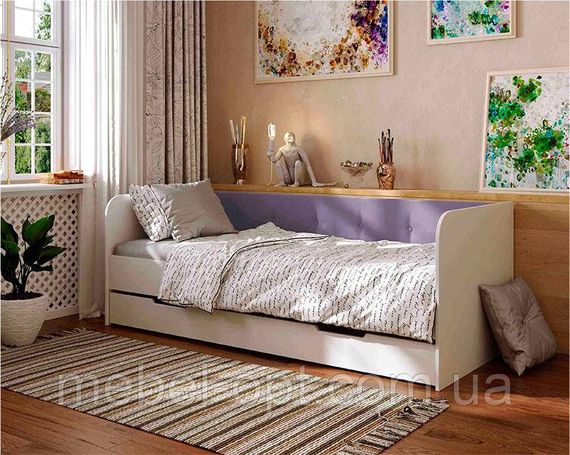 Ліжко односпальне Valencia 1900х900 мм велюр Lilac (бузковий) з шухлядою для білизни | Зображення 9