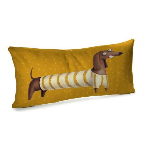 Подушка для дивану оксамитова Такса в светрі 50x24 см (52BP_DOG006)