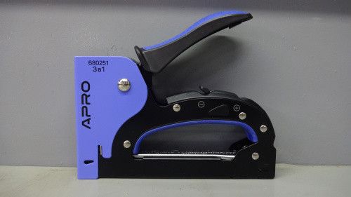 Степлер рессорный 3 в 1 для скобы 6-14мм стальной корпус, двухпозиционная регулировка удара APRO