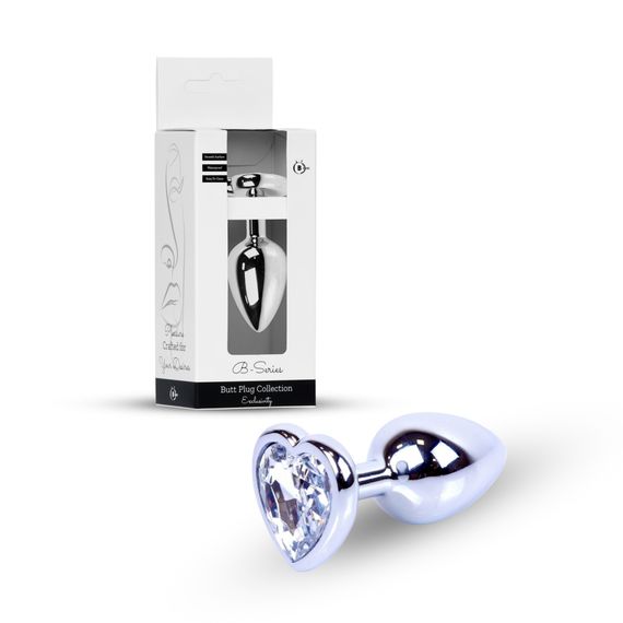 Анальна пробка - Jewellery Silver Heart Plug Clear