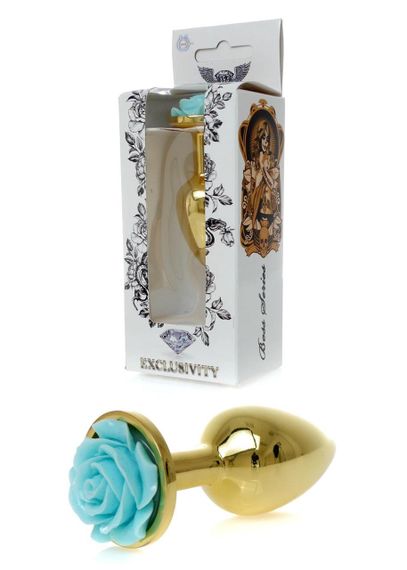 Анальна пробка Plug-Jewellery Gold PLUG ROSE- Light Blue Sex Aura