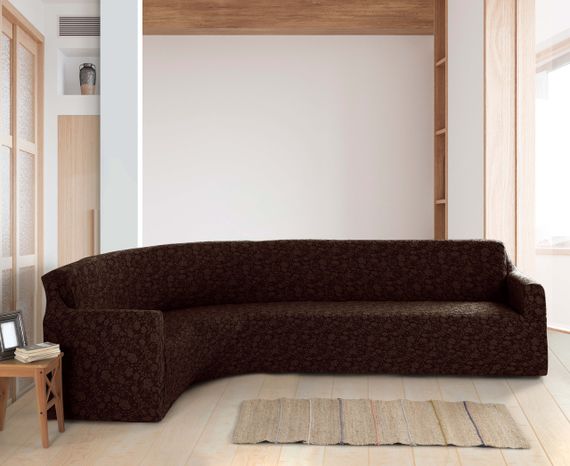 Жакардовий чохол на кутовий диван Roza без спідниці Коричневий