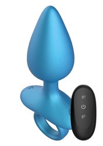 Анальна пробка з вібрацією та пультом Playhouse Smooth Anal Plug, синя, 13 × 4,5 см Sex Aura