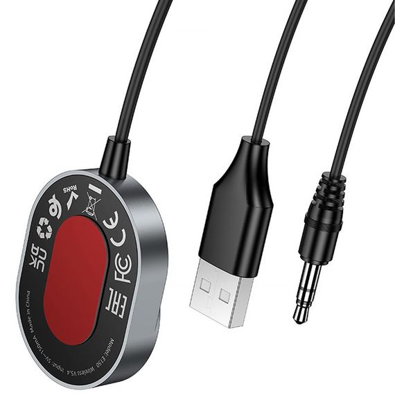 Bluetooth аудіо ресивер Hoco E150 Path (AUX 3.5mm+USB-A) Metal gray | Зображення 3