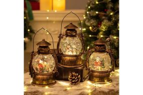 Музичний новорічний сніжний світильник-декор LED "Ліхтар" HC-Q057