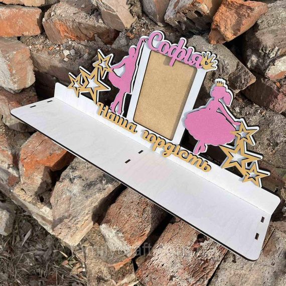 Медальница с фоторамкой и полкой для кубков Деревянный держатель для медалей Органайзер для наград | Зображення 6