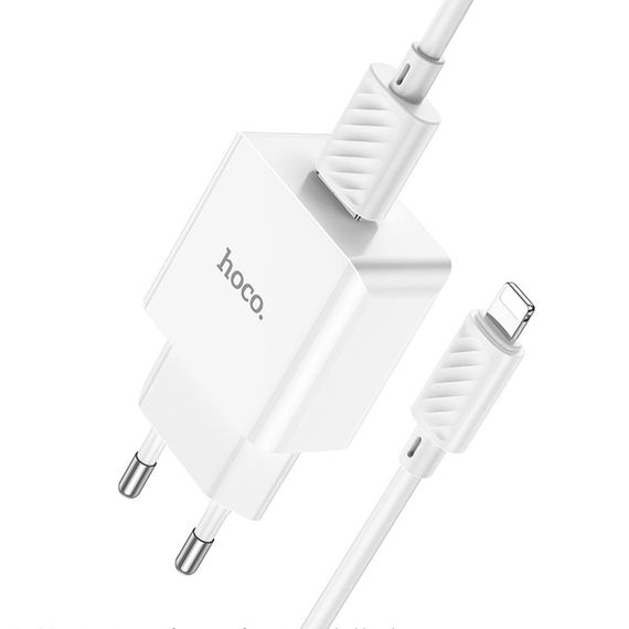 МЗП Hoco C106A Leisure 10.5W (1USB-A) + кабель USB to Lightning White | Зображення 1